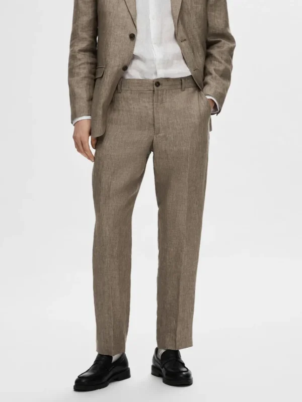 SELECTED 100% LINNE KOSTYMBYXOR Brown Sale