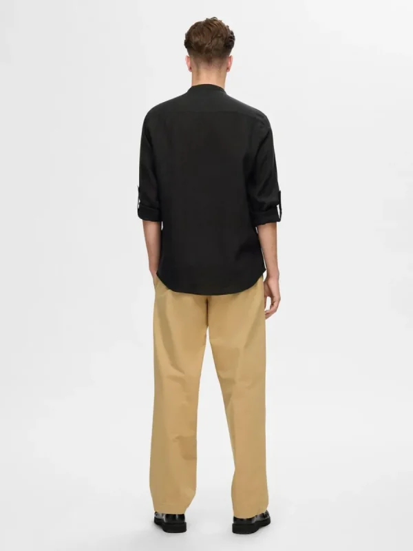 SELECTED 100% LINNE LÅNGÄRMAD SKJORTA Black Shop
