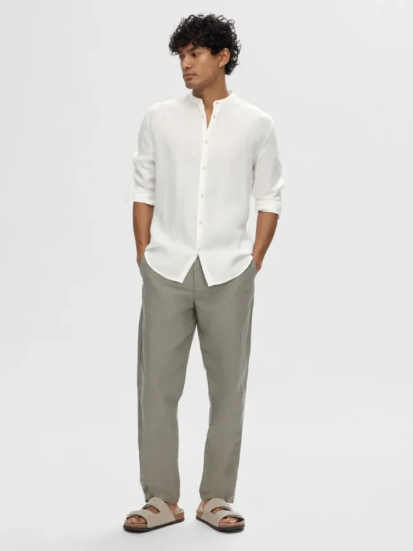 SELECTED 100% LINNE LÅNGÄRMAD SKJORTA White Flash Sale