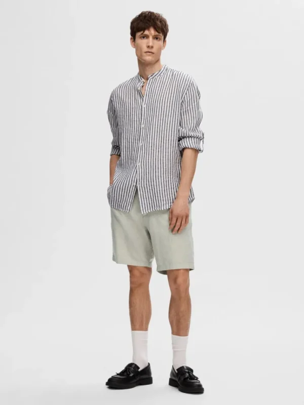 SELECTED 100% LINNE LÅNGÄRMAD SKJORTA Blue Best