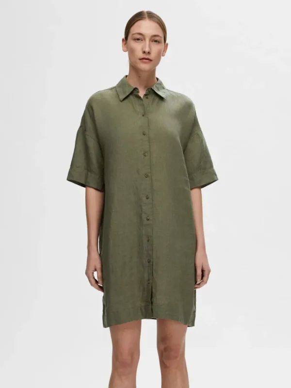 SELECTED LINNESYDDA SKJORTKLÄNNING Green Shop