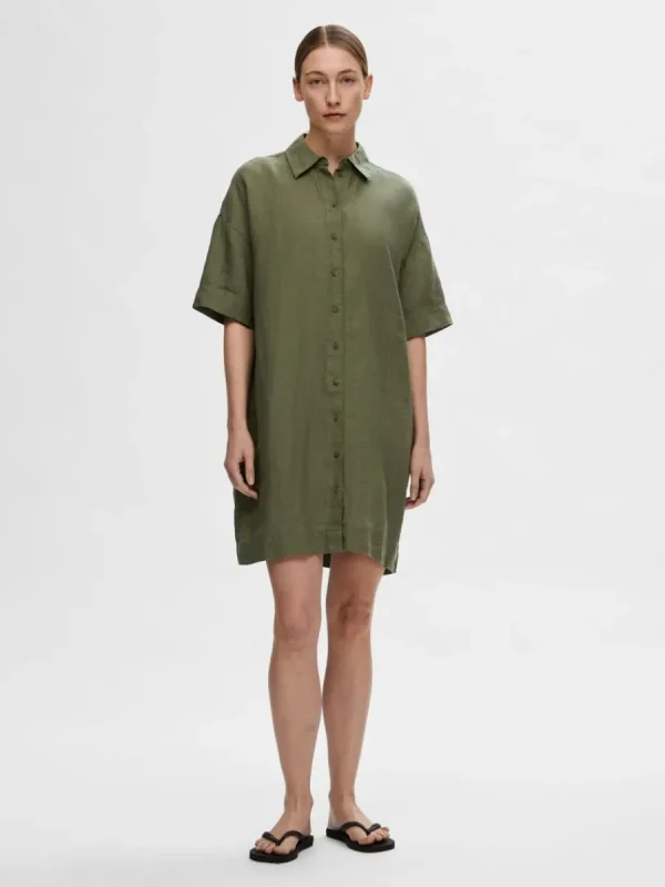 SELECTED LINNESYDDA SKJORTKLÄNNING Green Shop