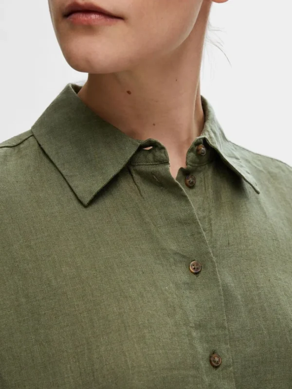 SELECTED LINNESYDDA SKJORTKLÄNNING Green Shop
