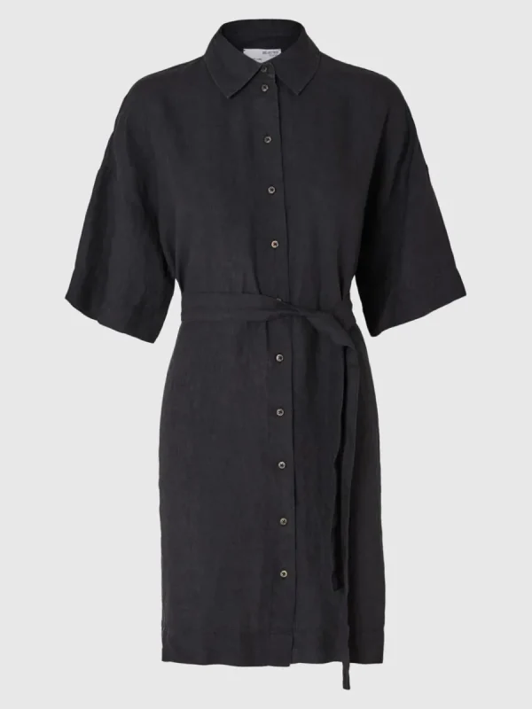 SELECTED LINNESYDDA SKJORTKLÄNNING Black New