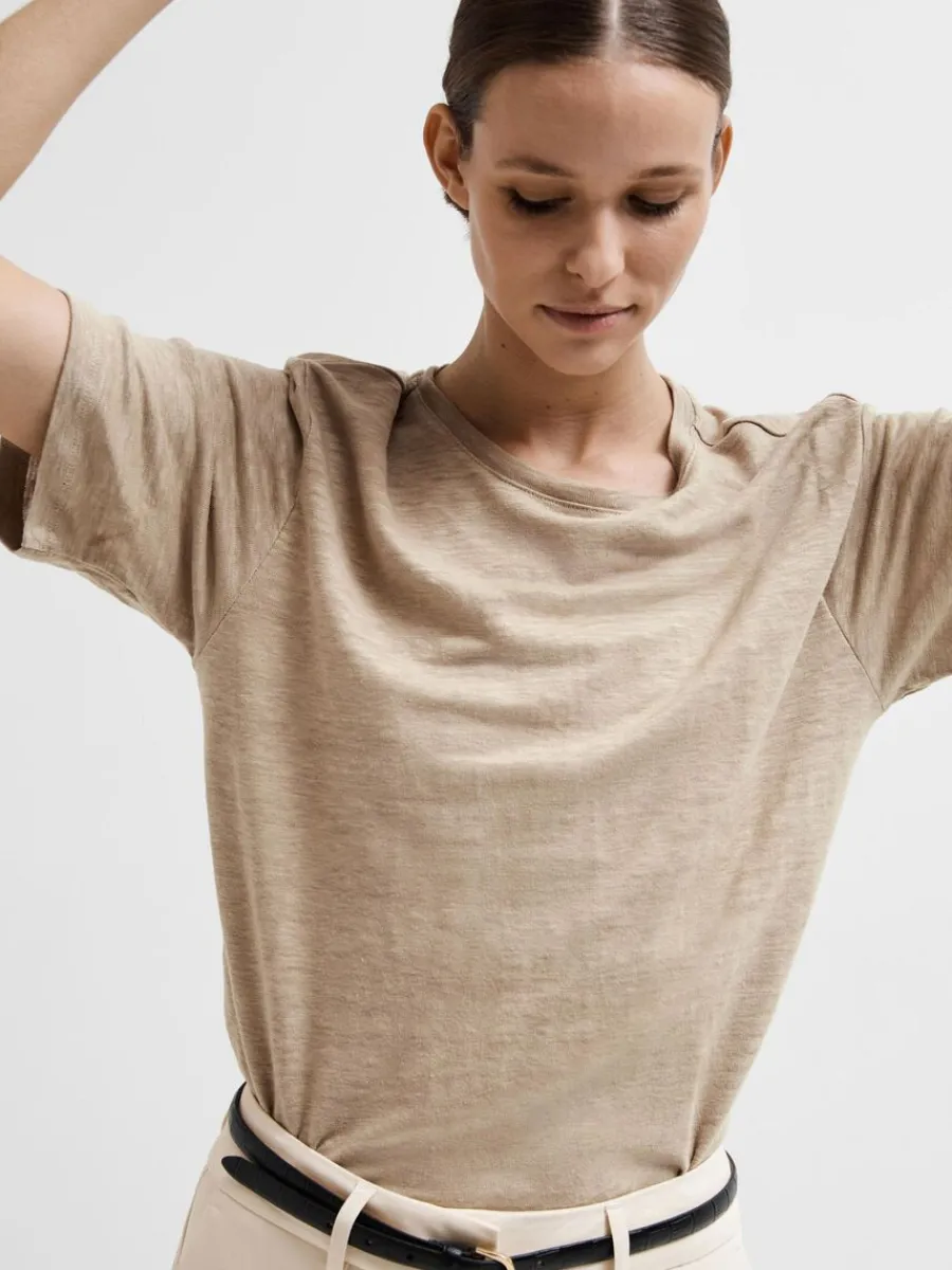 linnesydda_tshirt_2.webp SELECTED LINNESYDDA T-SHIRT Beige Cheap