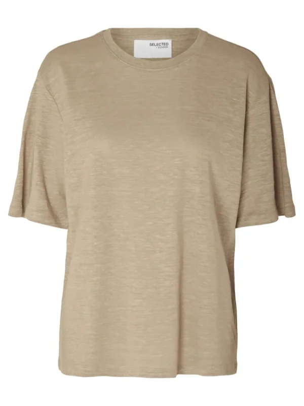 SELECTED LINNESYDDA T-SHIRT Beige Cheap