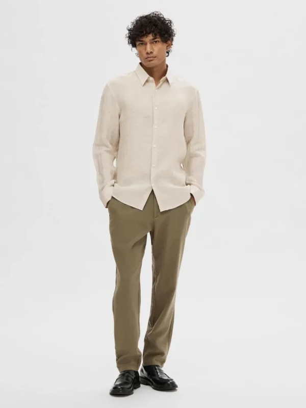 SELECTED 100% LINNETYG SKJORTA Beige Flash Sale