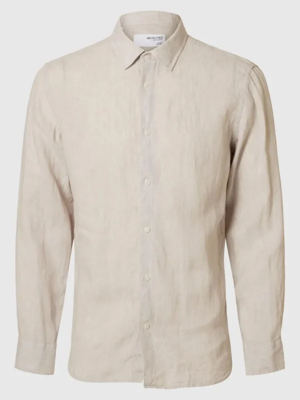 SELECTED 100% LINNETYG SKJORTA Beige Flash Sale