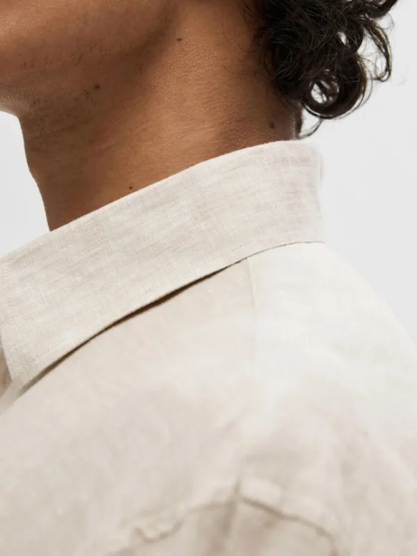 SELECTED 100% LINNETYG SKJORTA Beige Flash Sale