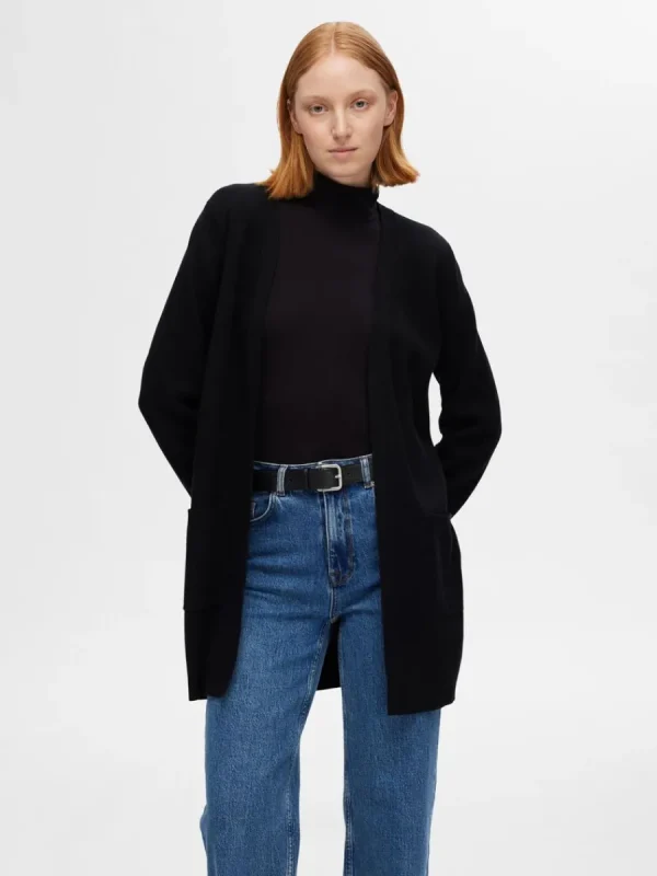 SELECTED LÅNG OMLOTTKOFTA Black Flash Sale