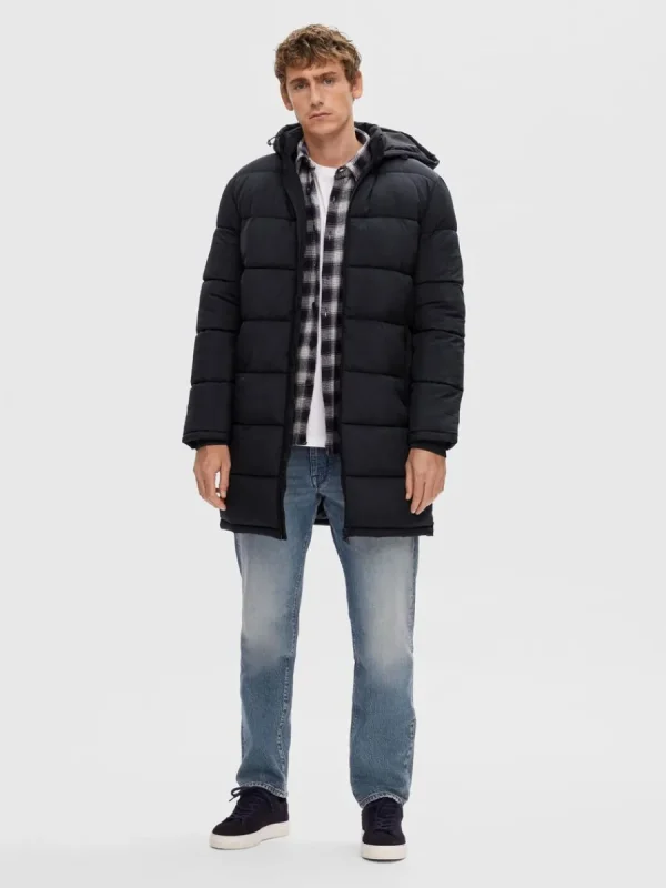 SELECTED LÅNG PUFFERJACKA Black New