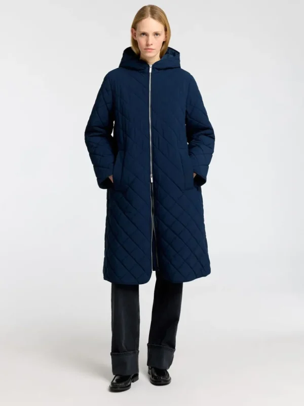 SELECTED LÅNG QUILTAD JACKA Blue Outlet