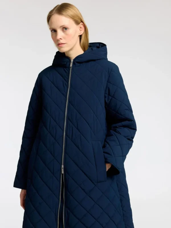 SELECTED LÅNG QUILTAD JACKA Blue Outlet