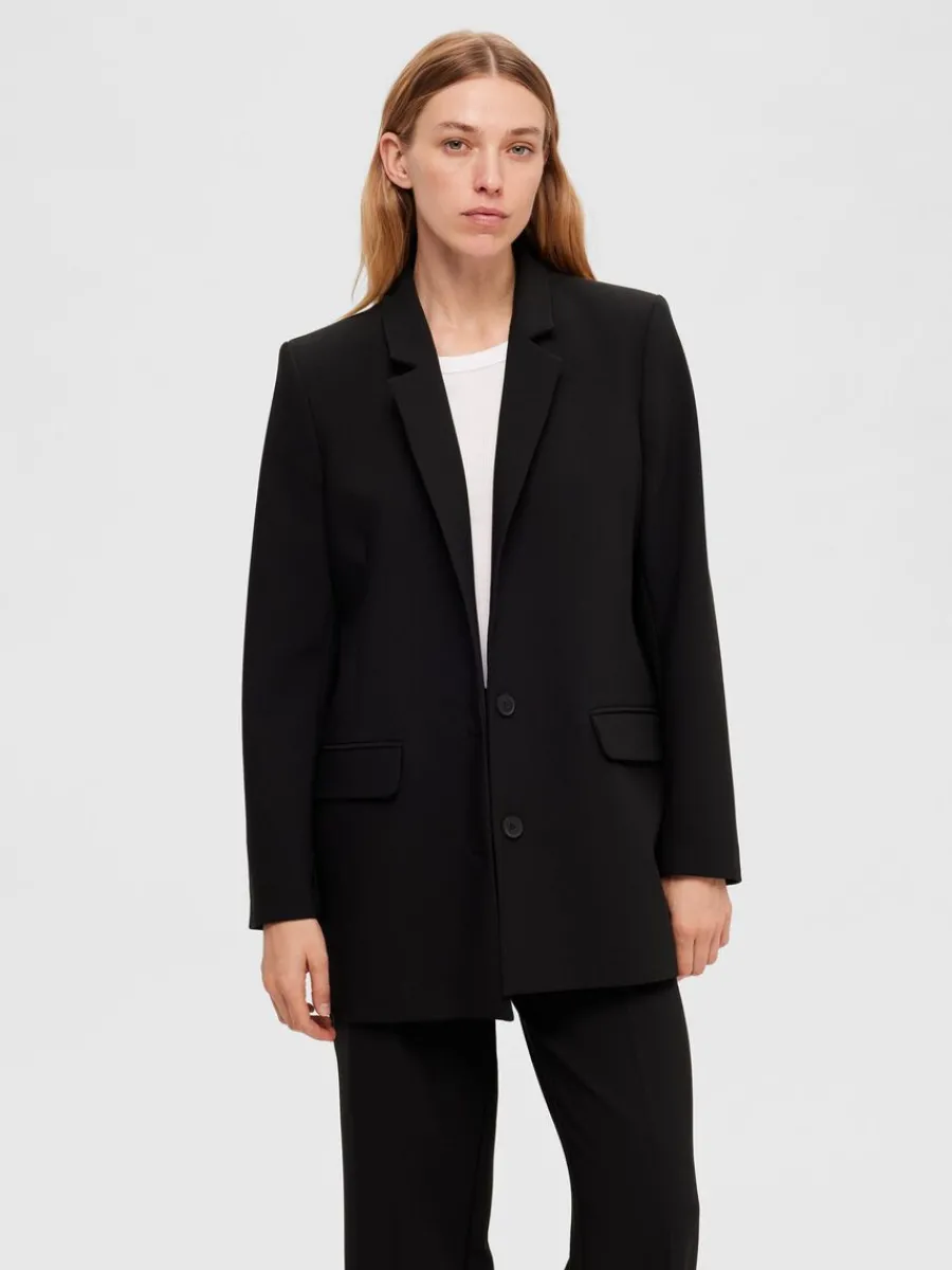 lng_relaxed_fit_enkelknpp_0.webp SELECTED LÅNG RELAXED FIT ENKELKNÄPPT KAVAJ Black Sale
