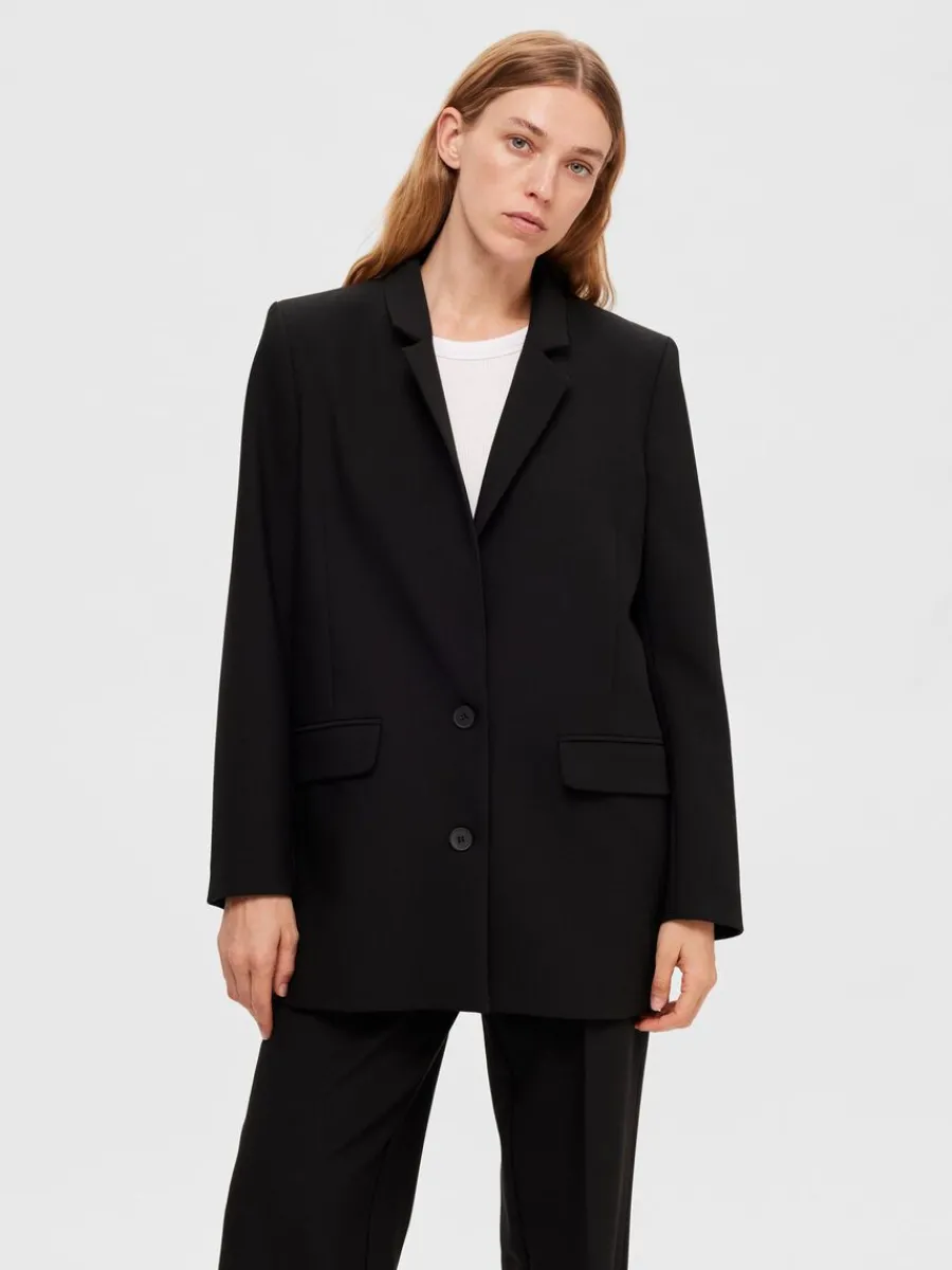 lng_relaxed_fit_enkelknpp_2.webp SELECTED LÅNG RELAXED FIT ENKELKNÄPPT KAVAJ Black Sale