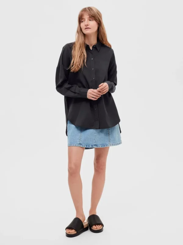 SELECTED LÅNG ÄRM SKJORTA Black Clearance
