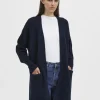SELECTED LÅNG STICKAD KOFTA Blue Cheap