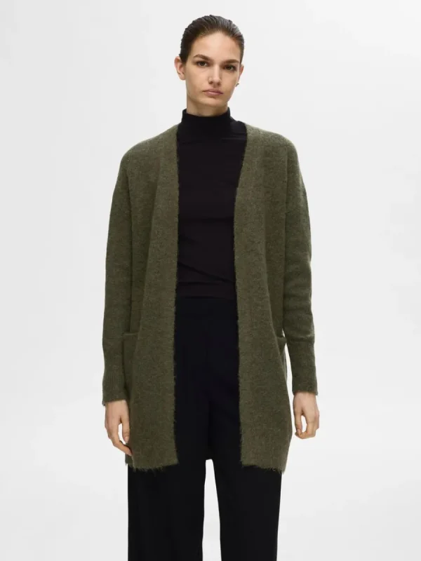 SELECTED LÅNG STICKAD KOFTA Green Sale