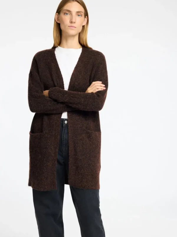 SELECTED LÅNG STICKAD KOFTA Brown Best
