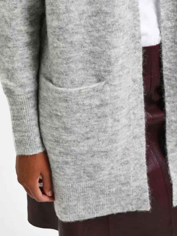 SELECTED LÅNG STICKAD KOFTA Grey Cheap