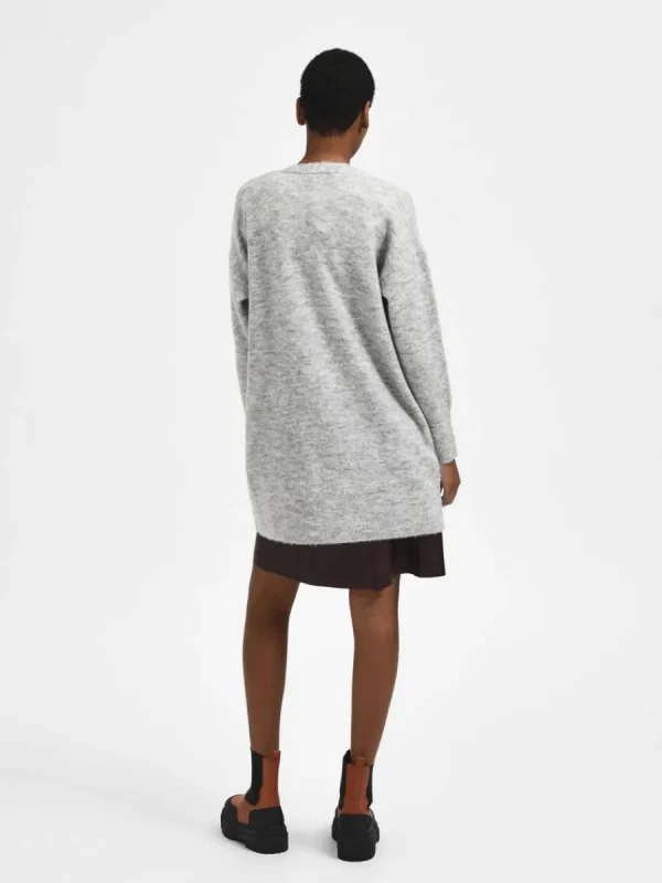 SELECTED LÅNG STICKAD KOFTA Grey Cheap
