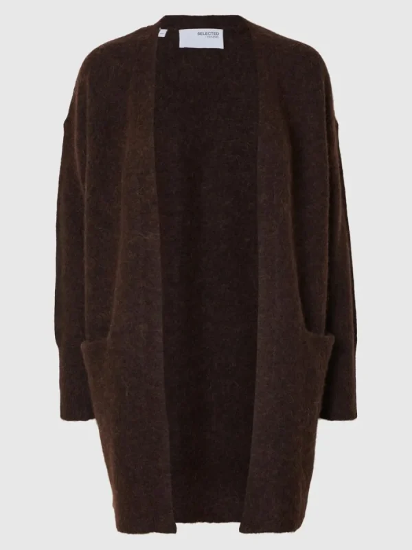 SELECTED LÅNG STICKAD KOFTA Brown Best