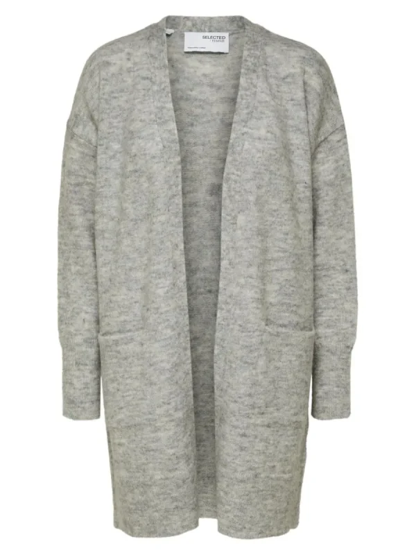 SELECTED LÅNG STICKAD KOFTA Grey Cheap