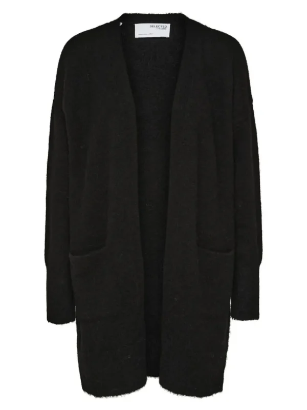 SELECTED LÅNG STICKAD KOFTA Black Online