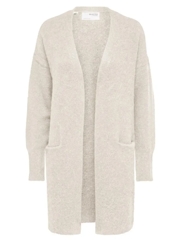SELECTED LÅNG STICKAD KOFTA Beige Shop
