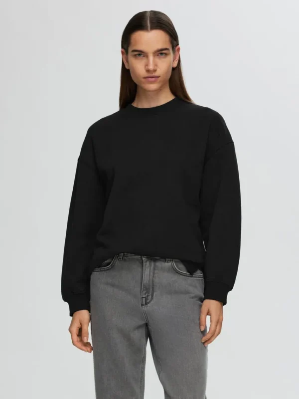 SELECTED LÅNG SWEATSHIRT Black Discount