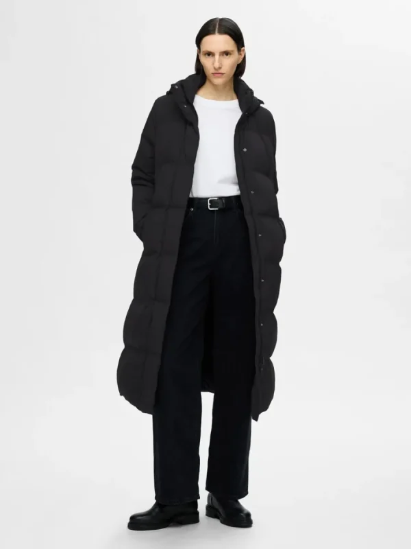 SELECTED LÅNG TÄCKKAPPA Black Online