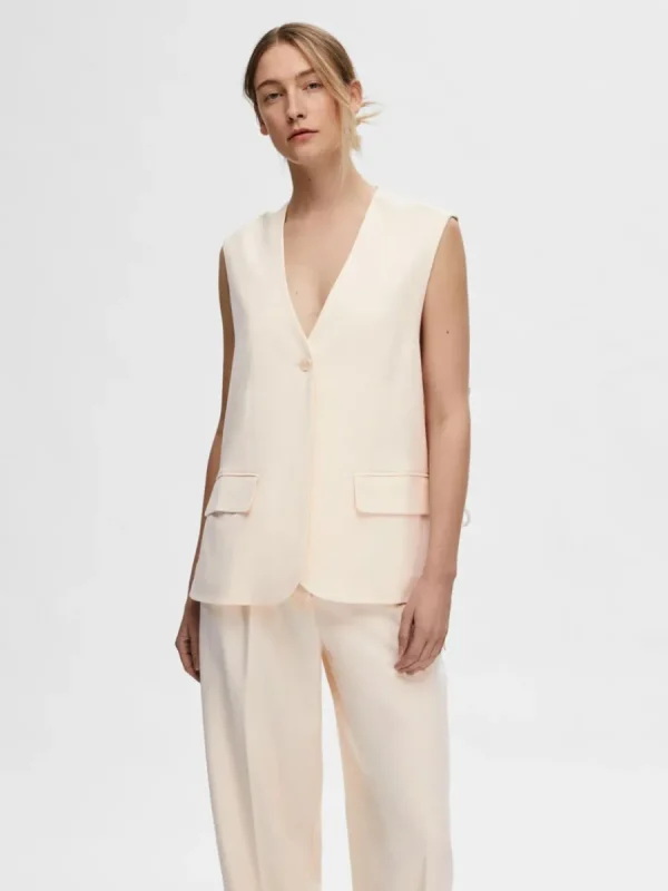 SELECTED LÅNG ÖVERDIMENSIONERAD VÄST Beige Cheap
