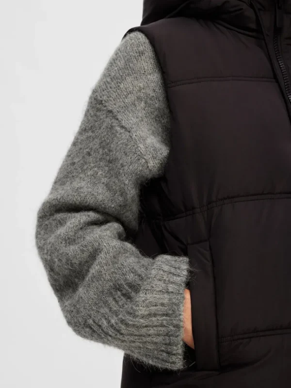 SELECTED LÅNG VÄST Black Discount