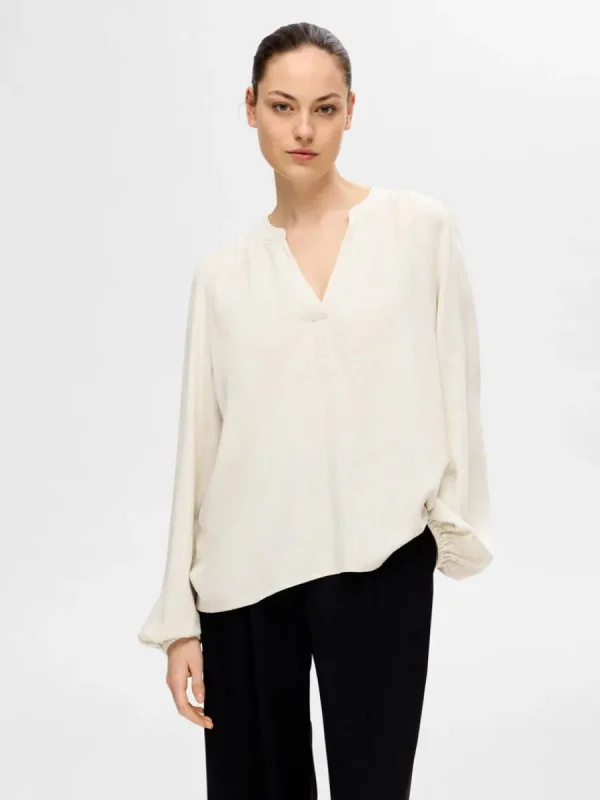 SELECTED LÅNGA ÄRMAR BLUS Beige New