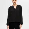 SELECTED LÅNGA ÄRMAR BLUS Black Discount