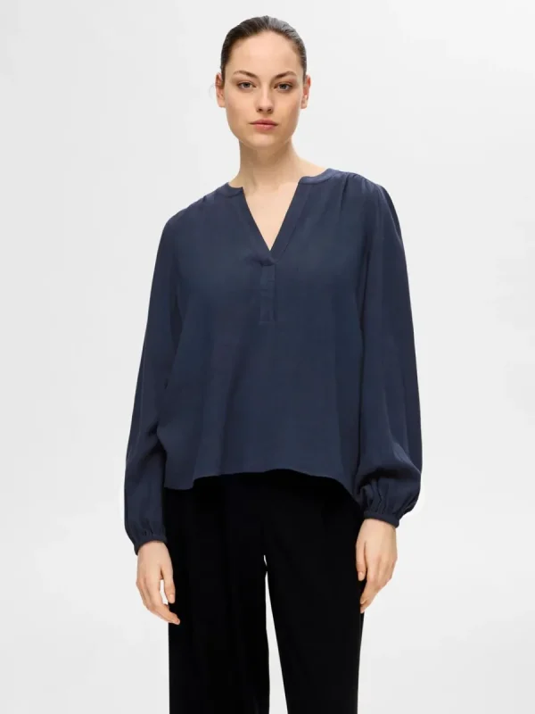 SELECTED LÅNGA ÄRMAR BLUS Blue Outlet