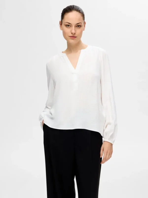 SELECTED LÅNGA ÄRMAR BLUS White Clearance