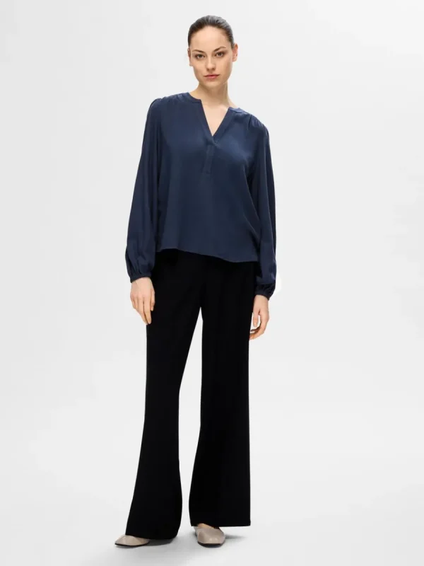 SELECTED LÅNGA ÄRMAR BLUS Blue Outlet