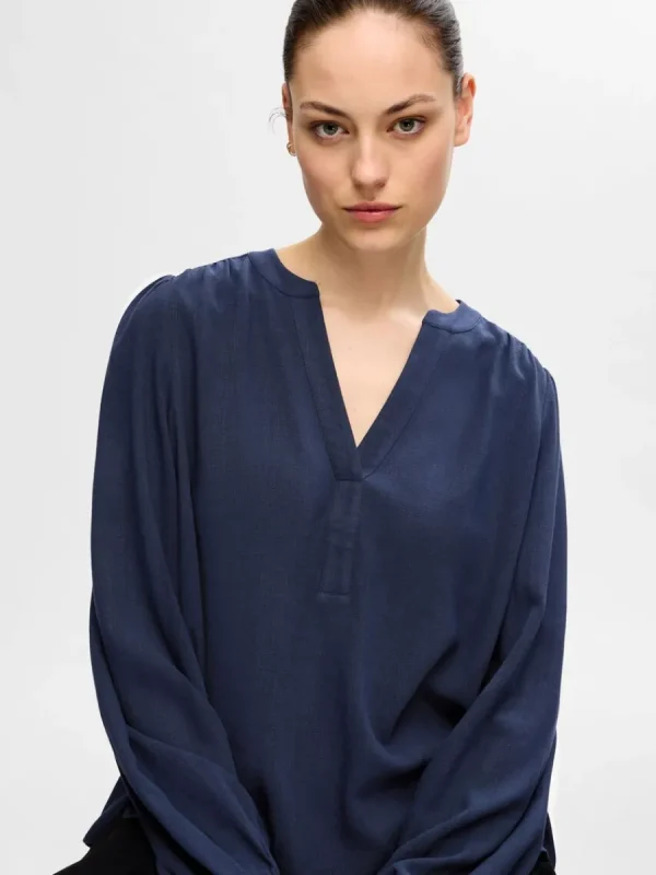 SELECTED LÅNGA ÄRMAR BLUS Blue Outlet