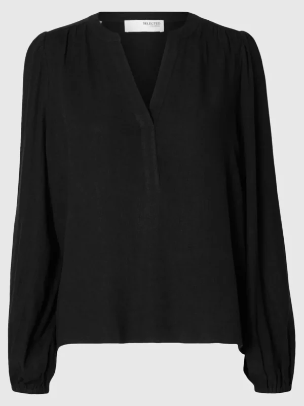 SELECTED LÅNGA ÄRMAR BLUS Black Discount