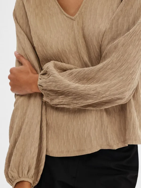 SELECTED LÅNGA ÄRMAR BLUS Brown Best Sale