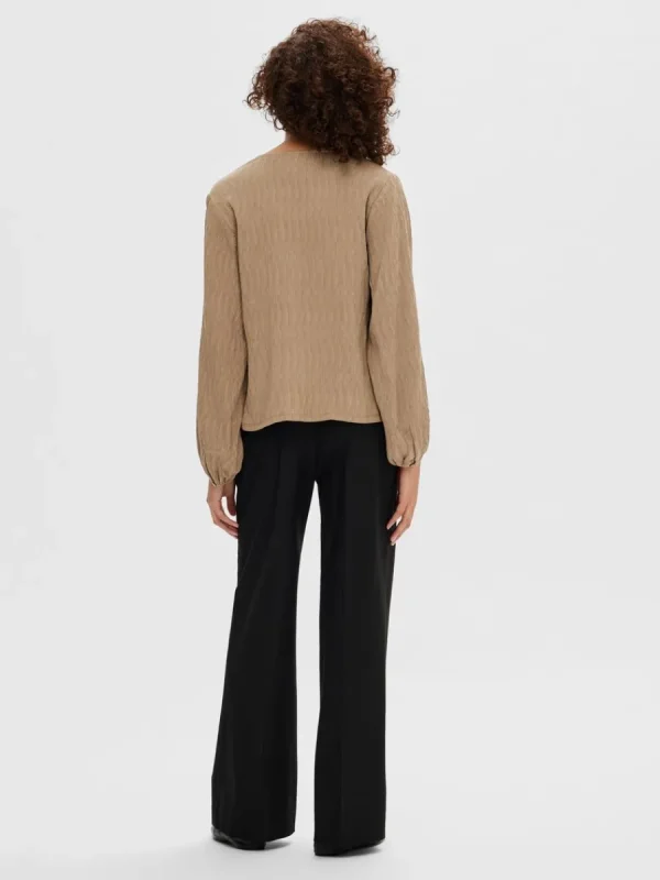 SELECTED LÅNGA ÄRMAR BLUS Brown Best Sale