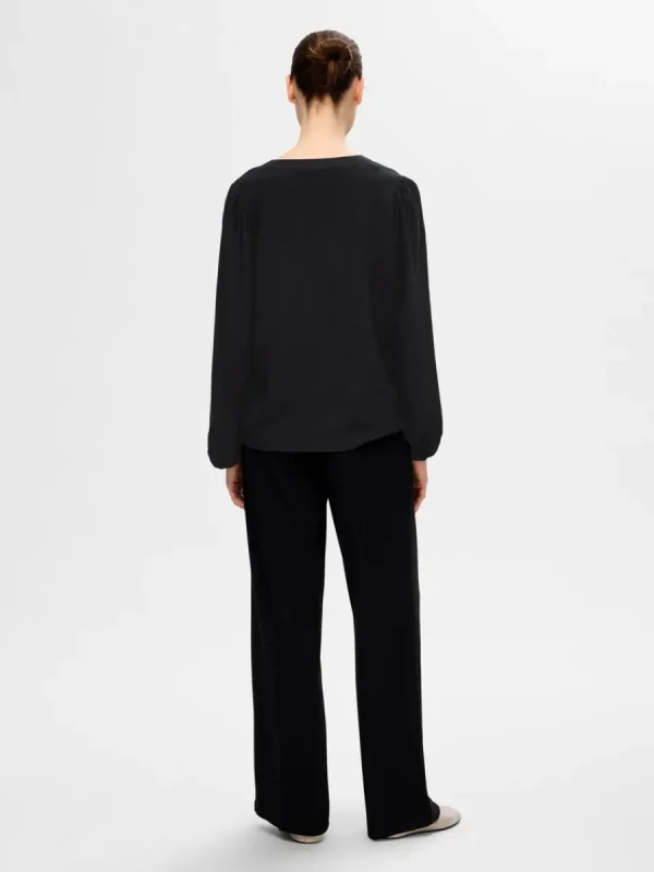 SELECTED LÅNGA ÄRMAR BLUS Black Discount