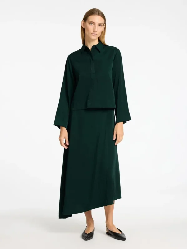SELECTED LÅNGA ÄRMAR CROPPAD SKJORTA Green Clearance