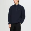 SELECTED LÅNGA ÄRMAR FLEECE MED HALVLÅNGT BLIXTLÅS Blue Sale