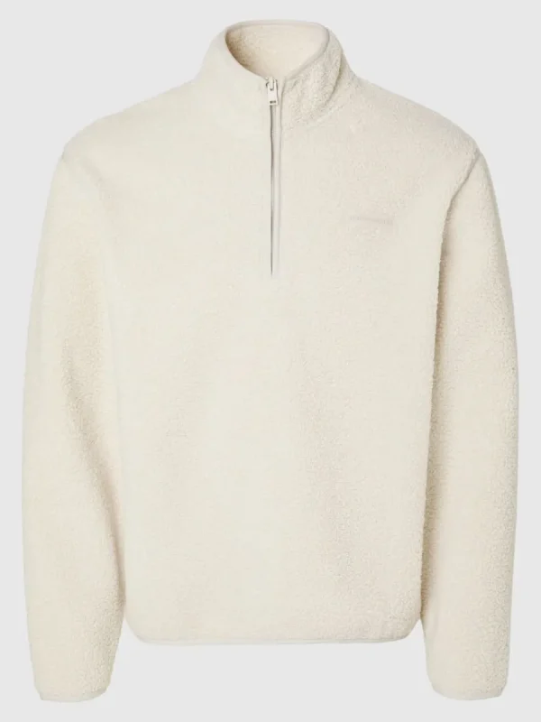 SELECTED LÅNGA ÄRMAR FLEECE MED HALVLÅNGT BLIXTLÅS Beige New