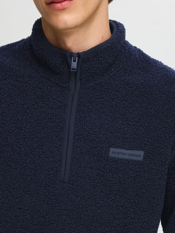 SELECTED LÅNGA ÄRMAR FLEECE MED HALVLÅNGT BLIXTLÅS Blue Sale
