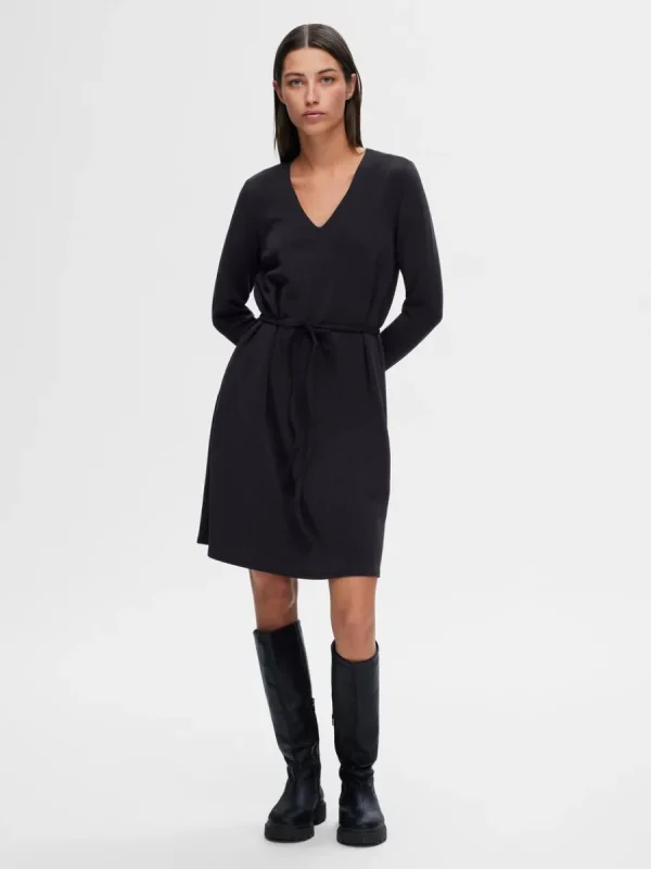 SELECTED LÅNGA ÄRMAR KORT KLÄNNING Black Hot