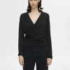 SELECTED LÅNGA ÄRMAR OMLOTTOPP Black Cheap