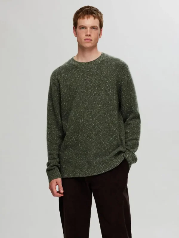 SELECTED LÅNGA ÄRMAR RUNDRINGAD TRÖJA Green Sale